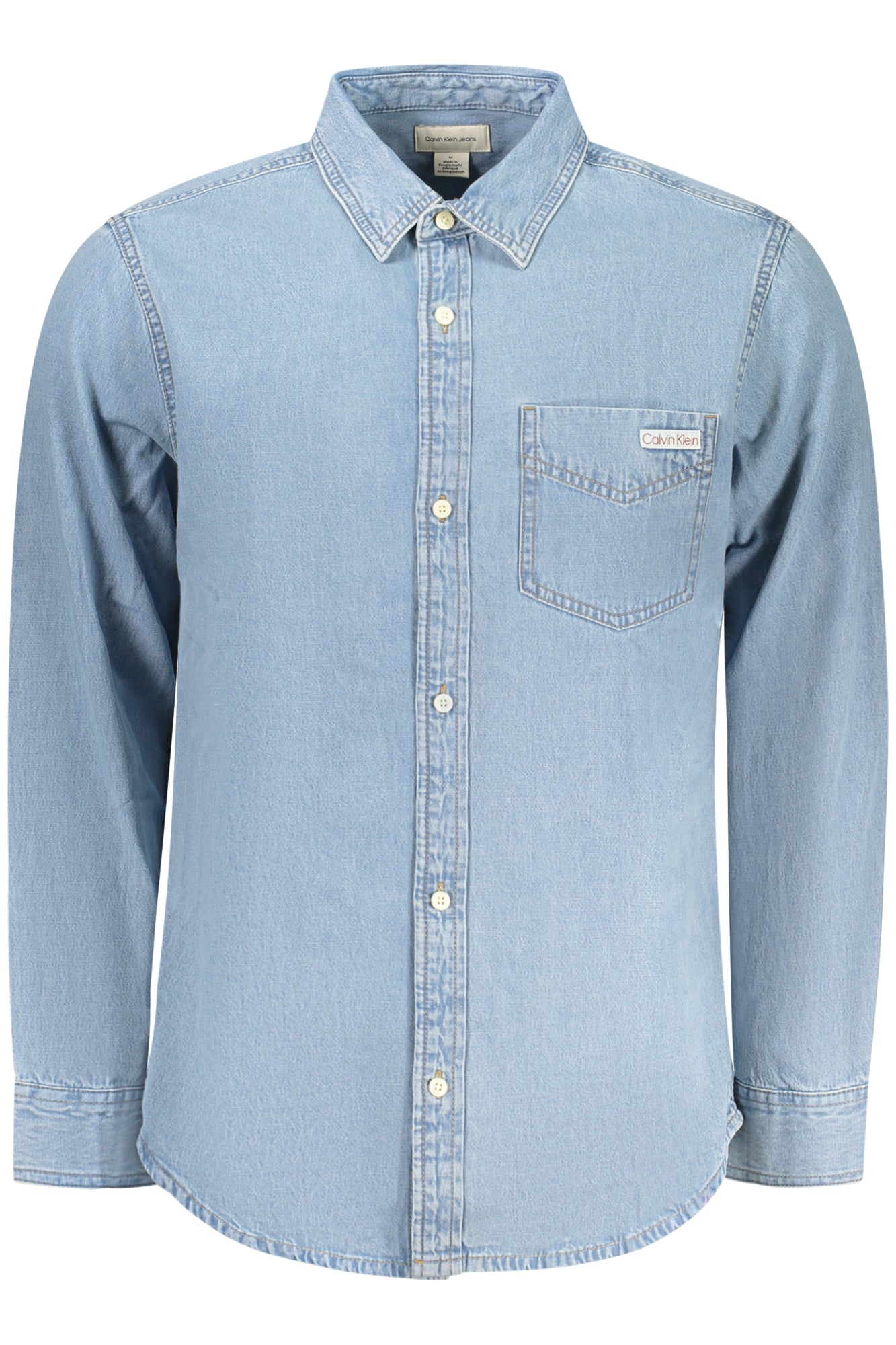 Calvin Klein vyriški marškiniai – azzurro spalvos, azzurro spalva
