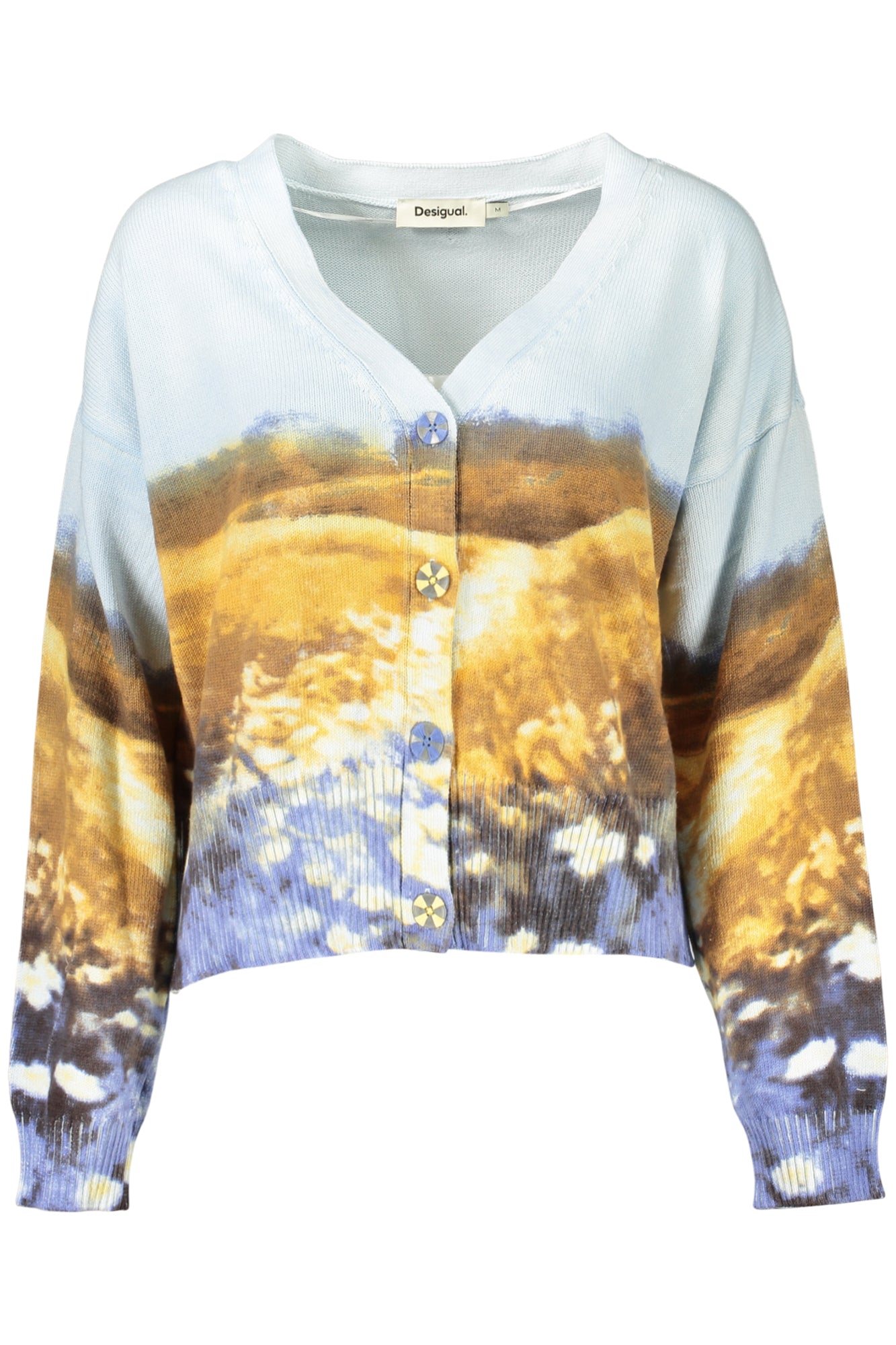 Desigual moteriškas megztinis – azzurro spalvos, azzurro spalva