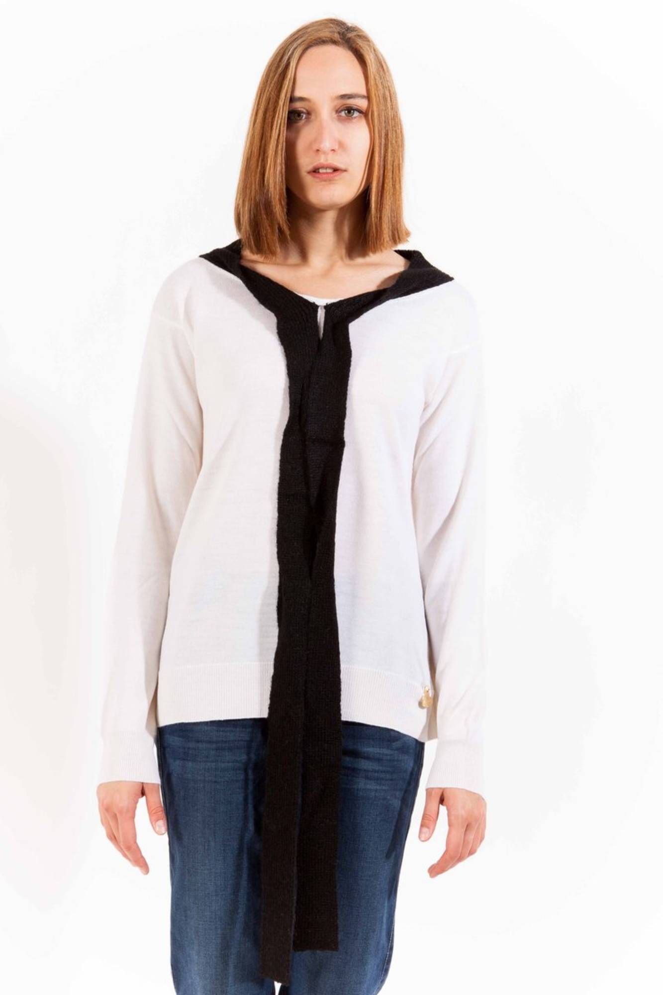 Love Moschino moteriškas megztinis – balta spalvos, balta spalva