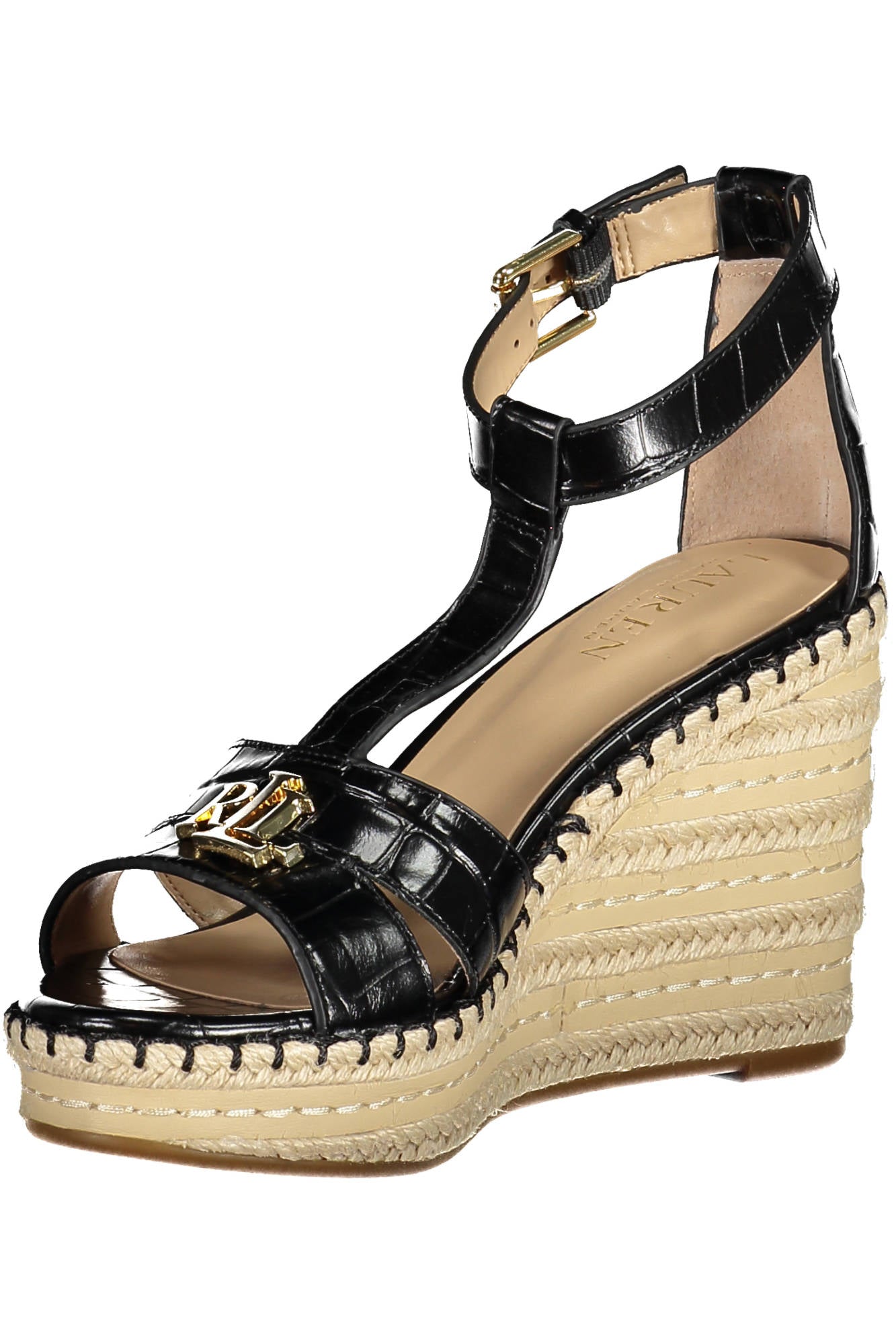 Ralph Lauren moteriški sandalai – juodos spalvos, juodos spalvos, nuotrauka 3