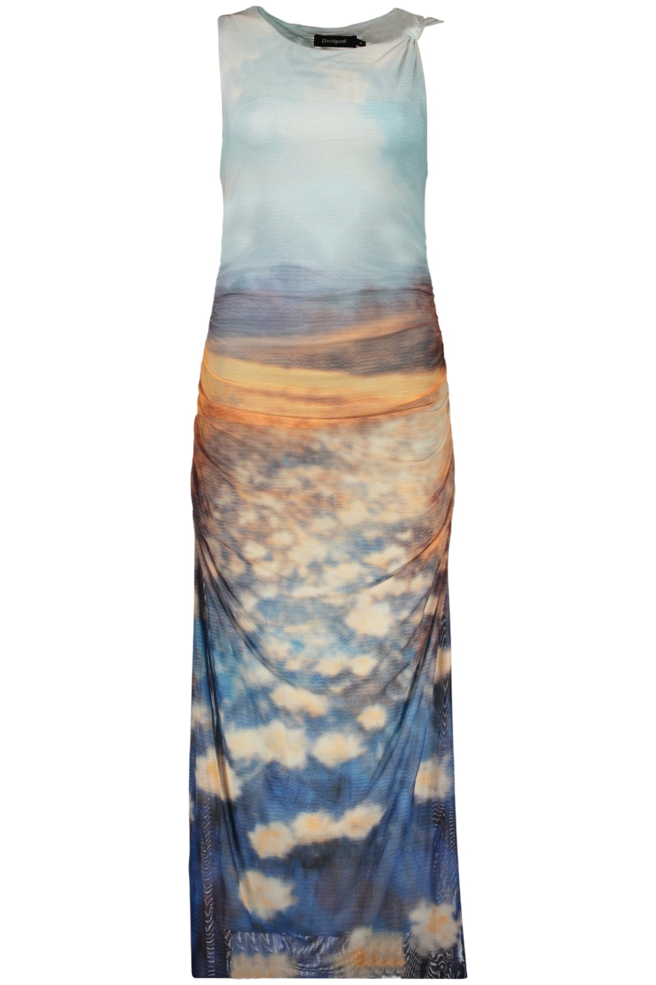 Desigual moteriška suknelė – azzurro spalvos, azzurro spalva