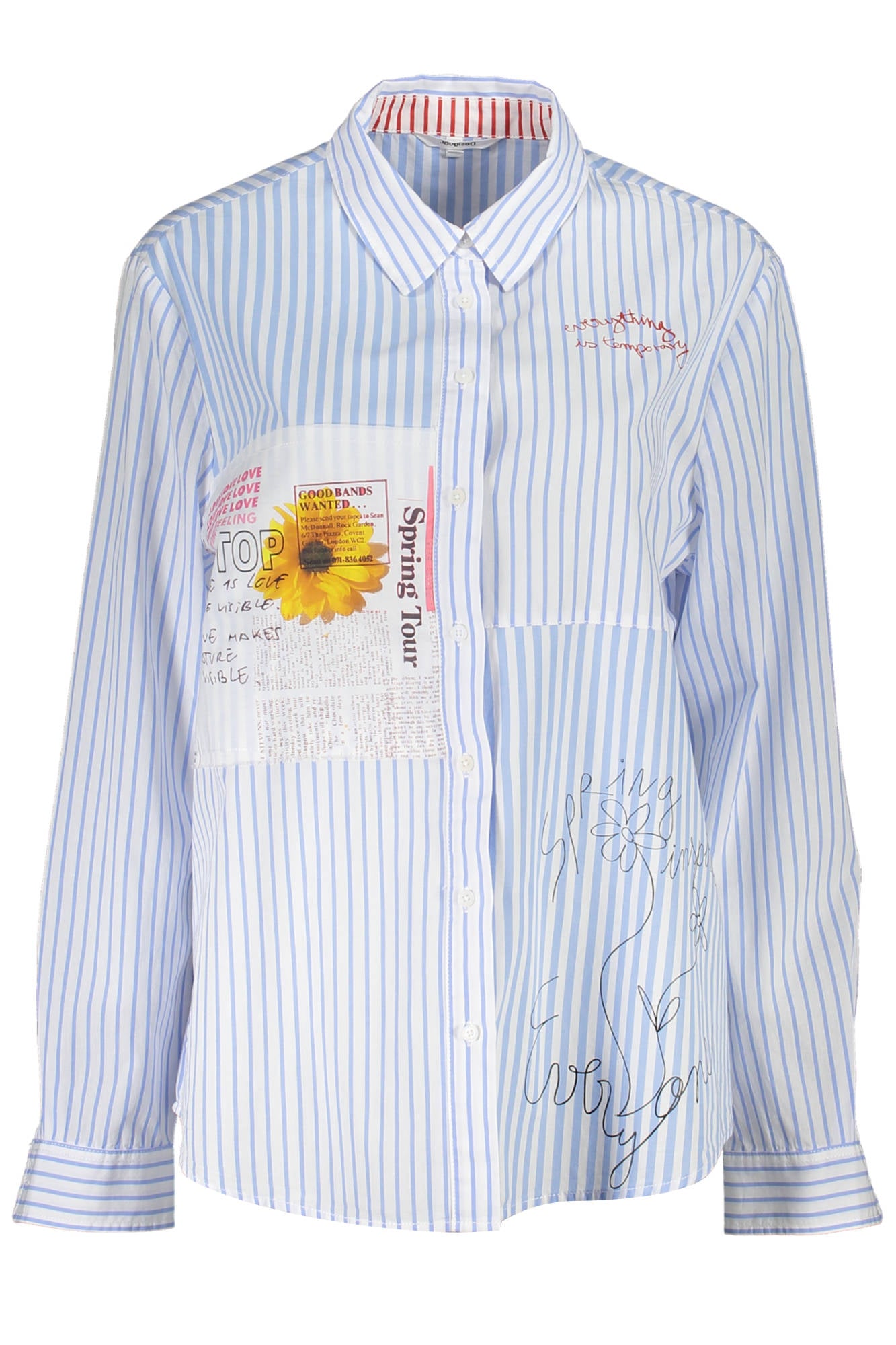 Desigual moteriški marškiniai – azzurro spalvos, azzurro spalva