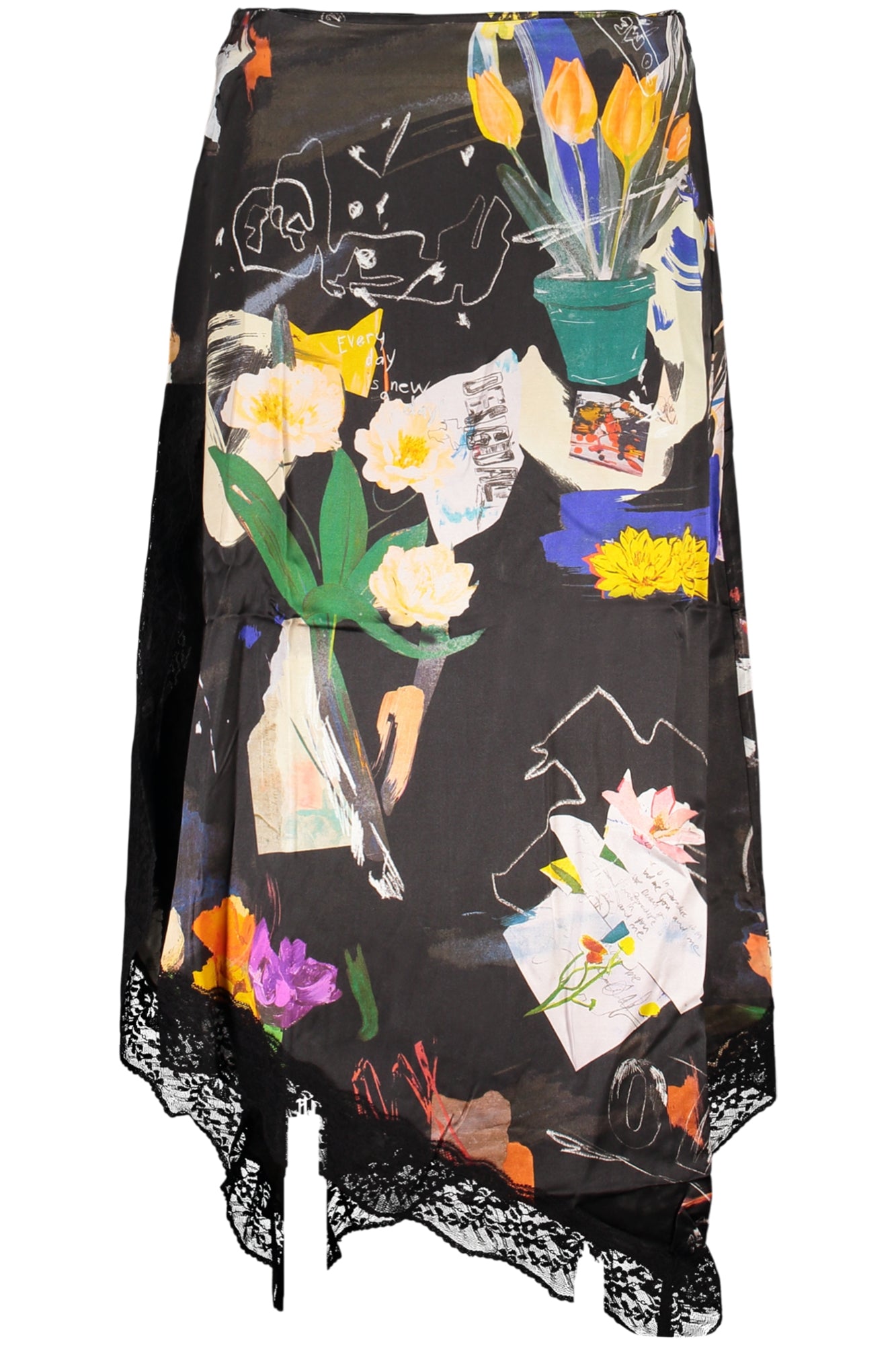 Desigual moteriškas sijonas – juodos spalvos, juodos spalvos, nuotrauka 2